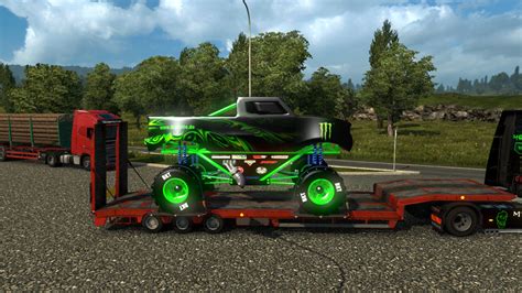 ets2 Monster Truck Trailer Oversize v 1 5 Overweight Mod für Eurotruck