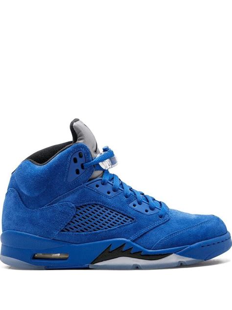 JORDAN Air 5 Retro "" Suede"" Sneakers - Blue | Editorialist