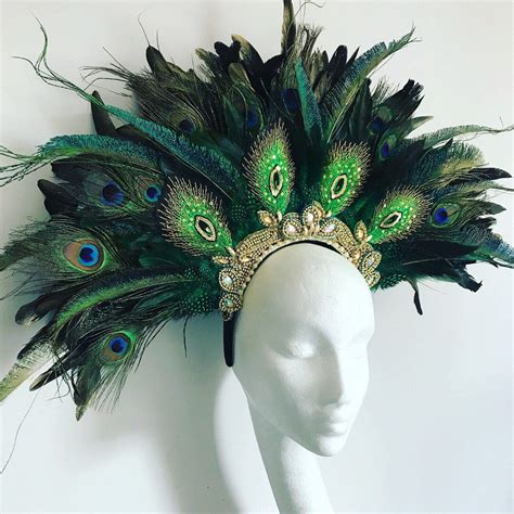 Peacock Feather Festival Headdress Queen Peacock Feather Crown