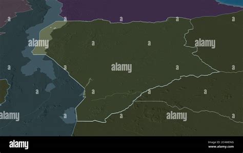 Zoom In On Nassa Province Of Mozambique Outlined Oblique Perspective