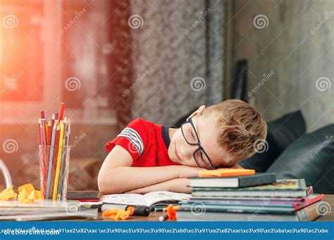 The Little Boy Is Sad Bored To Do Homework Stock Image Image Of