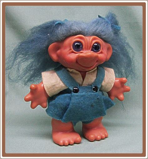 Vintage 1960s Thomas Dam Troll Doll Bank Girl In Blue