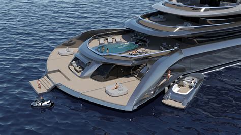 This Foot Megayacht Has A Beach Club That Expands Like A Bird Tail