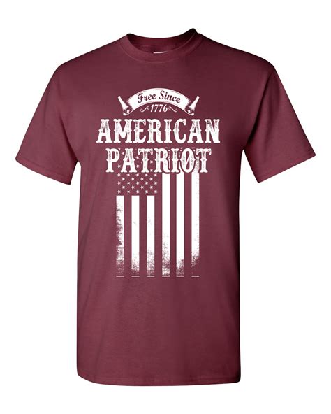 Free Since 1776 American Patriot Usa Flag White Patriotic Dt Adult T