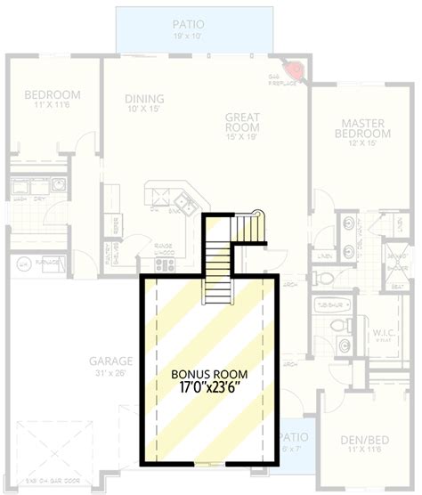 Split Bed New American House Plan With Bonus Room Above Garage