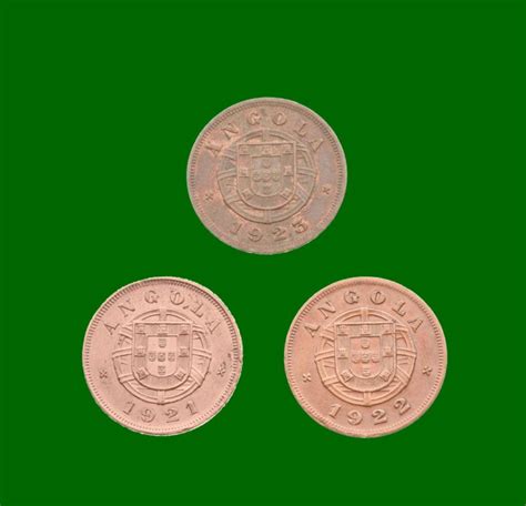 Lot Lote de 3 Moedas Angola Portuguesa República 5 Centavos 1921