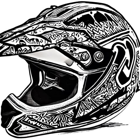 Dirt Bike Helmet Coloring Page · Creative Fabrica