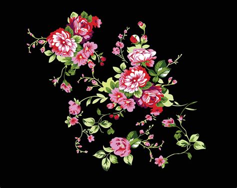 Seamless Floral Black Background Flower 27568845 Vector Art At Vecteezy