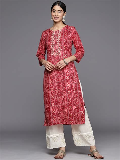 Buy Varanga Women Maroon And Gold Toned Bandhani Embroidered Gotta Patti