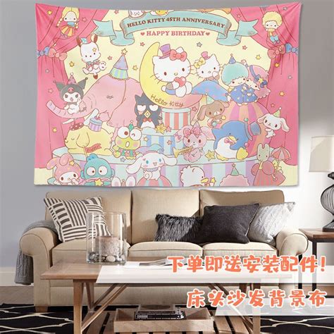 Mandala Tapestry Sanrio Ins Background Cloth Cute Melody Kuromi Girl