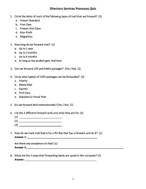 Fillable Online Etsu Post Office Mail Handling And Processing Test