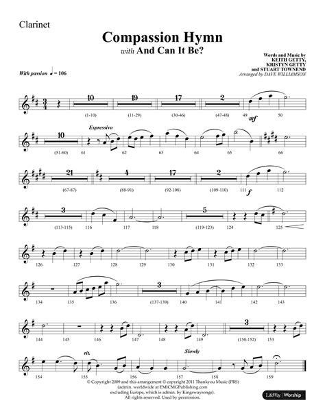 Compassion Hymn With And Can It Be Choral Anthem Satb Clarinet Sheet Music Pdf Lifeway