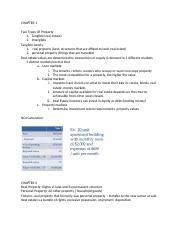 Cheatsheet Real Estate Docx CHAPTER 1 Two Types Of Property 1