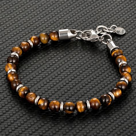 Mm Tijgeroog Kralen Strand Armbanden Mannen Vrouwen Charm Rvs Ketting