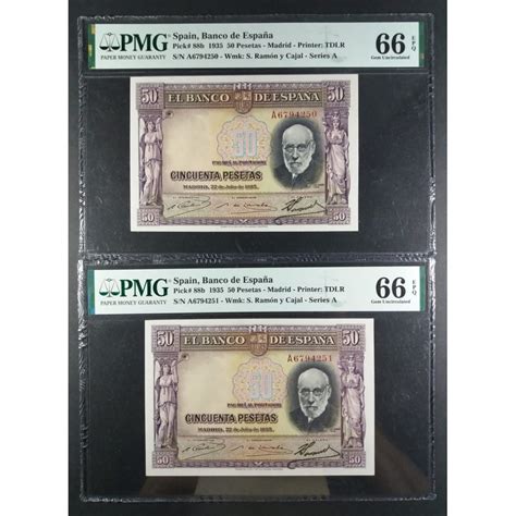 Comprar Pesetas De Ram N Y Cajal Serie A Pareja Pmg Epq