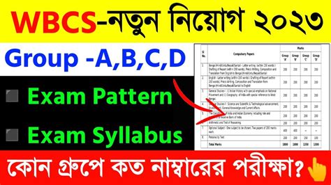 WBCS Exam Pattern Syllabus 2023 WBCS Syllabus 2023 Wbpsc New Vacancy