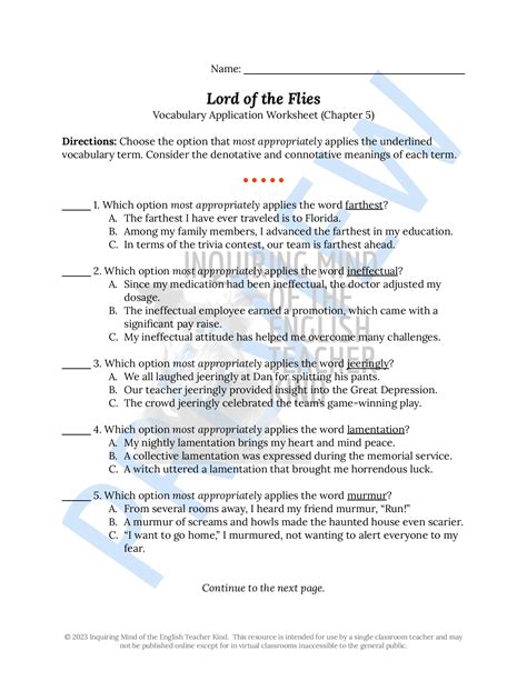 Lord Of The Flies Chapter Quiz Close Reading And Vocabulary Games