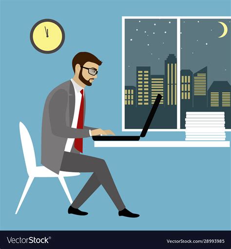 Man Working On Laptop Computerbusinessman Vector Image