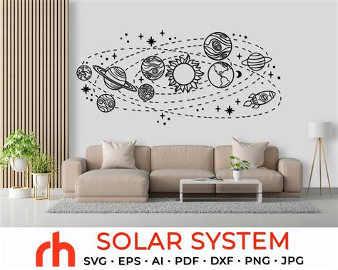 Solar System Svg Orbit Planets Dxf Space Decor Cut File Etsy Canada