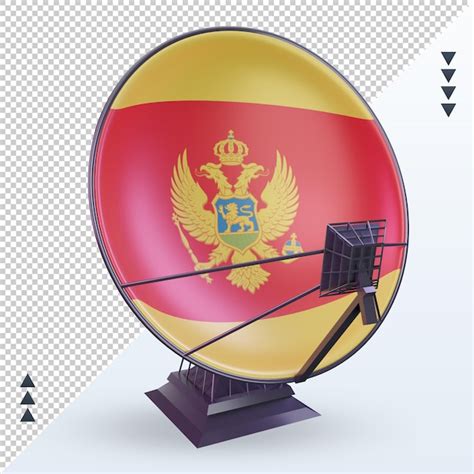 Premium PSD 3d Satellite Montenegro Flag Rendering Front View