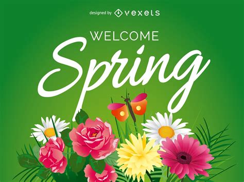 Welcome Spring Sign With Flowers Vector Download