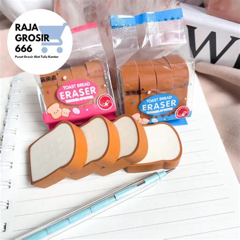 Jual Penghapus Bentuk Roti Tawar Eraser Rubber Bentuk Makanan Bread