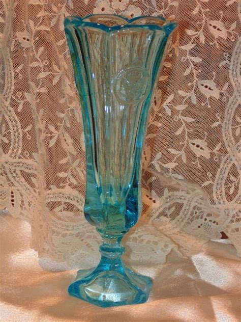 Vintage Fostoria Vase 3 COIN GLASS BLUE Bud By EmptyNestVintiques