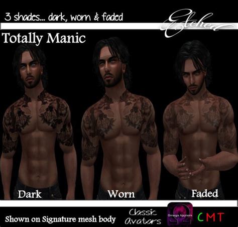 Second Life Marketplace Etched Totally Manic Tattoo With Appliers