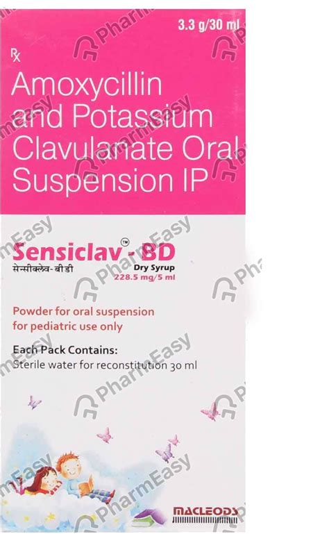 Sensiclav Bd 228 5mg Dry Syrup 30ml Uses Side Effects Price And Dosage Pharmeasy