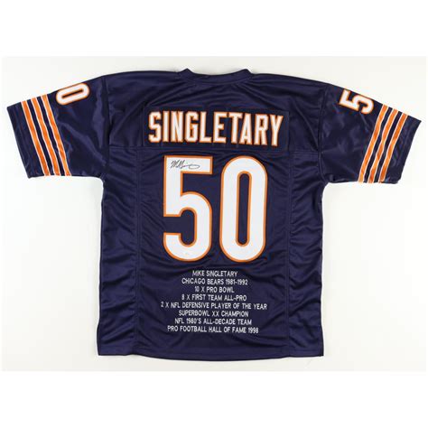 Mike Singletary Signed Career Highlight Stat Jersey Jsa Pristine