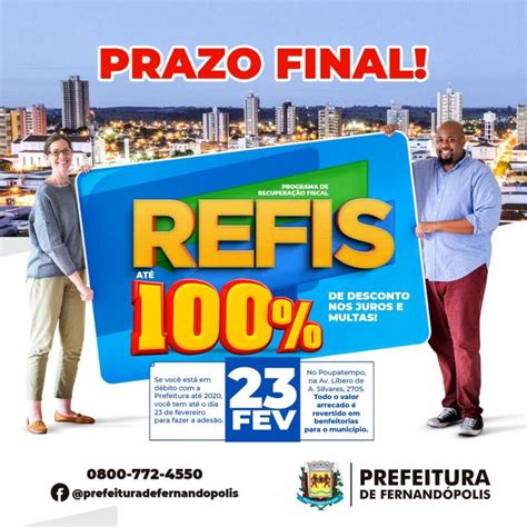 Ades O Ao Refis Da Prefeitura De Fernand Polis Termina Na Pr Xima