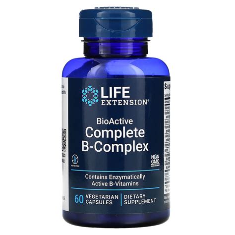 Complexo B Bioactive Completo 60 Capsulas Vegetariana Life Extension Loja Cyber Nutrition