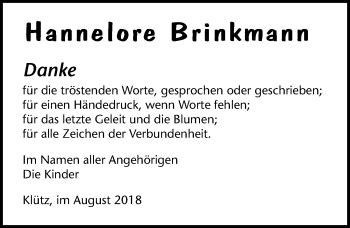 Traueranzeigen Von Hannelore Brinkmann Trauer Anzeigen De