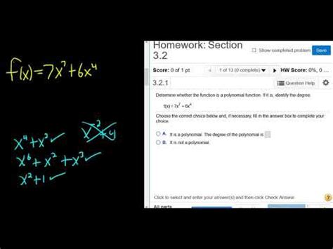 Determine If F X 7x 7 6x 4 Is A Polynomial And Find The Degree