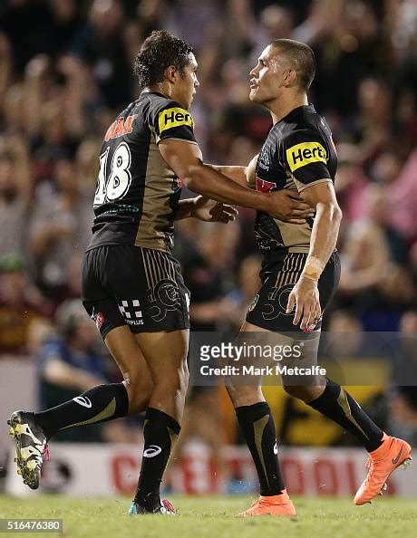 Te Maire Martin Of The Panthers Celebrates With Team Mate Will Smith