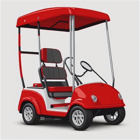 Carrinho de golfe vermelho vetor ilustração fundo branco Vetor Premium