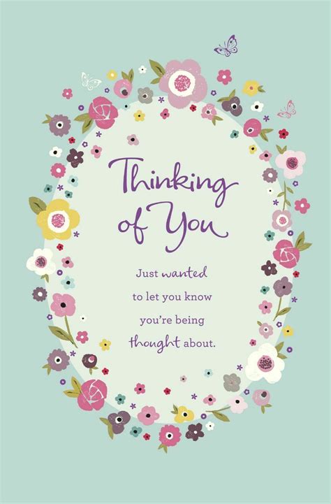 A Card With Flowers And The Words Thinking Of You