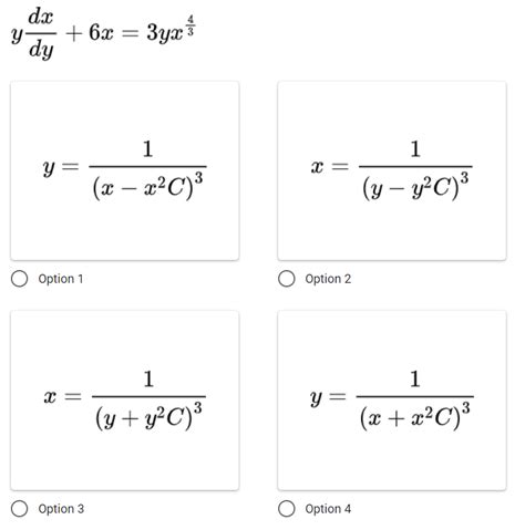 Solved Y Dx 6x Dy 3yx Í 1 1 Y X X2c 3 Y Y C 3