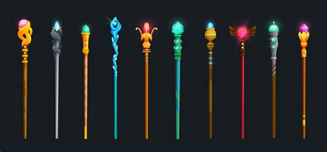 Magic Staff Set Wizard Sorcerer Magician Sticks 11948791 Vector Art