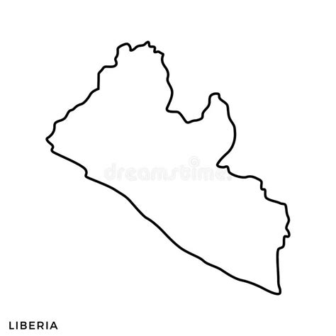 Liberia Vector Map Isolated On White Background High Detailed Black