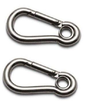 2 X 4mm Stainless Steel Carabiner 316 Marine Grade Carbine Snap Hook