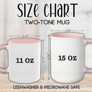 Two Tone Mug Size Chart Mockup Pink Coffee Mug Sizing Chart Accent