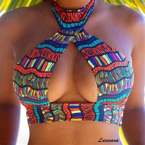 Luxevana Swim African Print Bikini Set Halter Ethnic Swimsuit