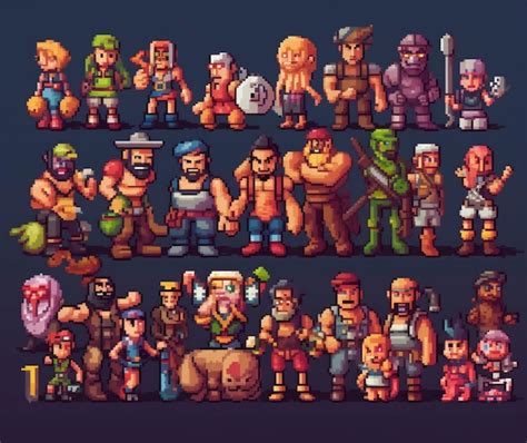 Pixel Art Of Video Game Characters Premium Ai Generated Image