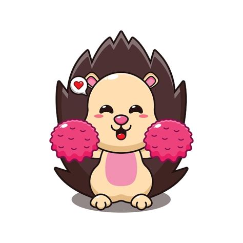 Premium Vector Cheerleader Hedgehog Cartoon Vector Illustration