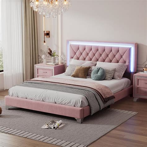 Harper Bright Designs Base De Cama De Terciopelo Tama O Queen Con