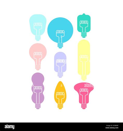 Retro Light Bulb Set Vintage Lightbulb Vector Illustration Stock