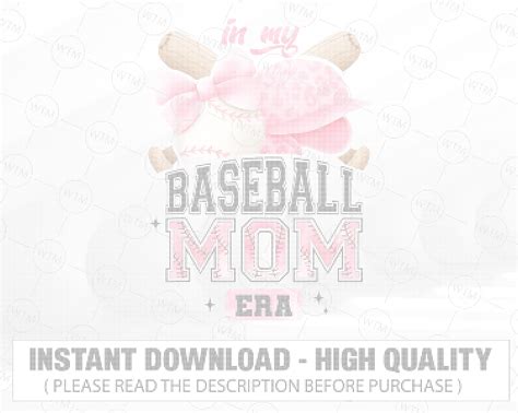 Png Only In My Baseball Mom Era Mothers Day Png Baseball Mama Pink Bow Png Crella