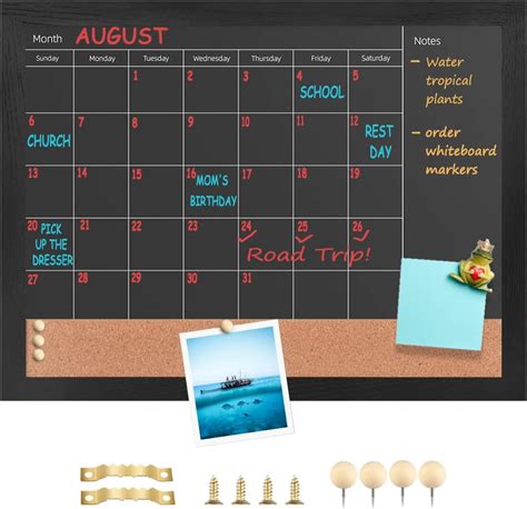 TORASO Magnetic Chalkboard Calendar Corkboard 33cm X 43cm