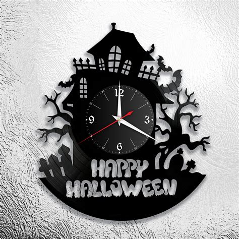 Halloween Svg Clock Vinil Records Wall Clock Template Clock Etsy Uk